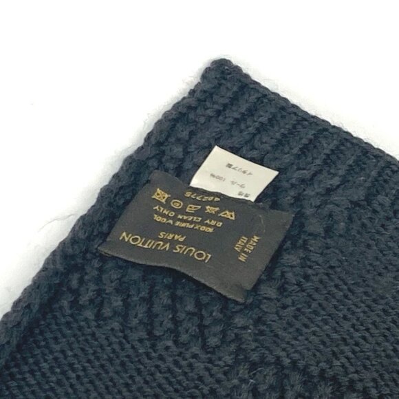 LOUIS VUITTON leather tag Damier Scarf wool gray - Picture 2 of 6